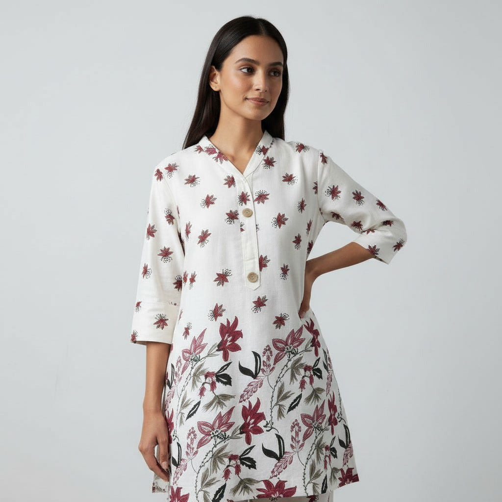 NIZORI Women Printed Co-Ord Set | Straight Kurti with Matching Pants | Casual & Office Wear Ethnic Set