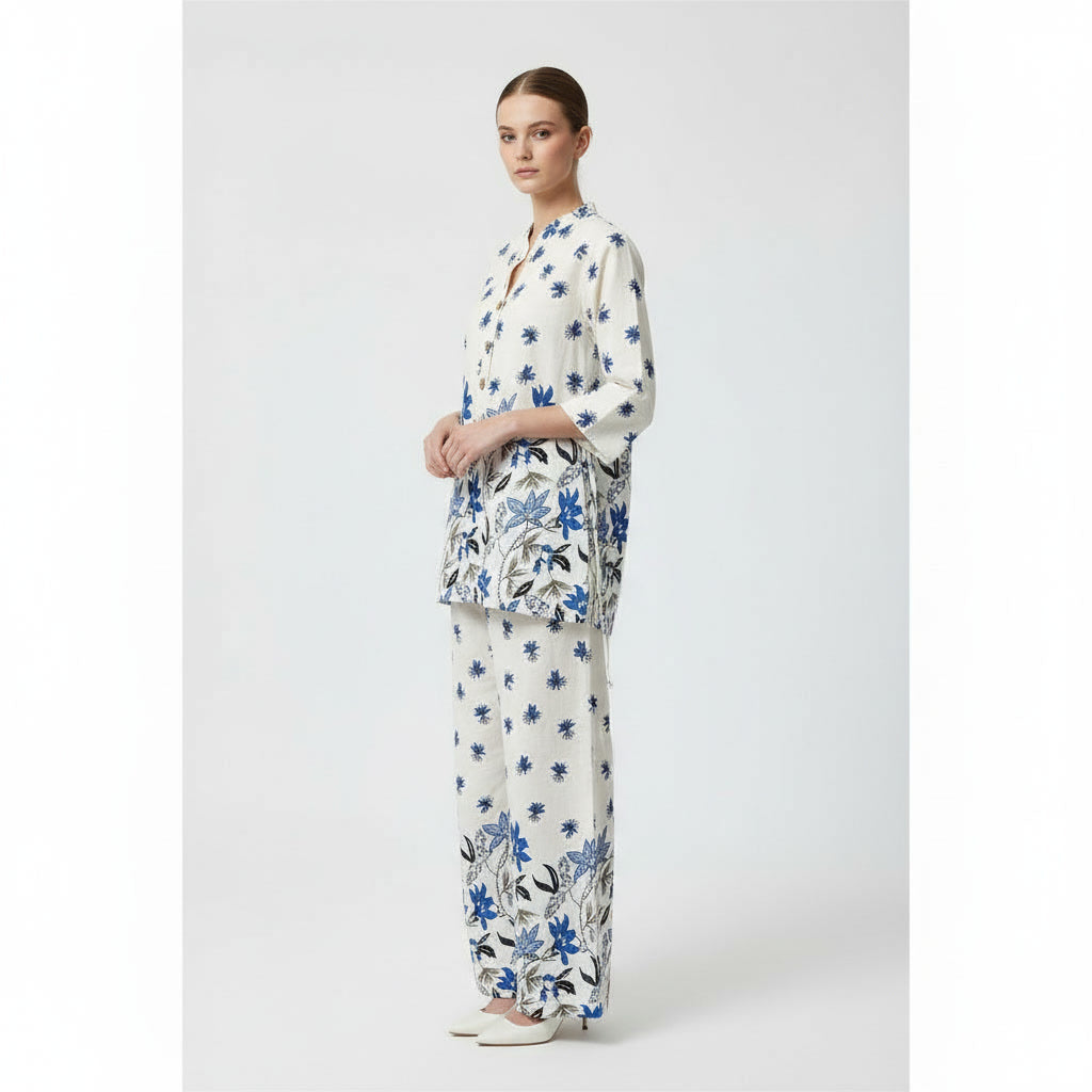 NIZORI Women Printed Co-Ord Set with Relaxed Kurti & Wide Pants | Elegant Everyday Matching Set