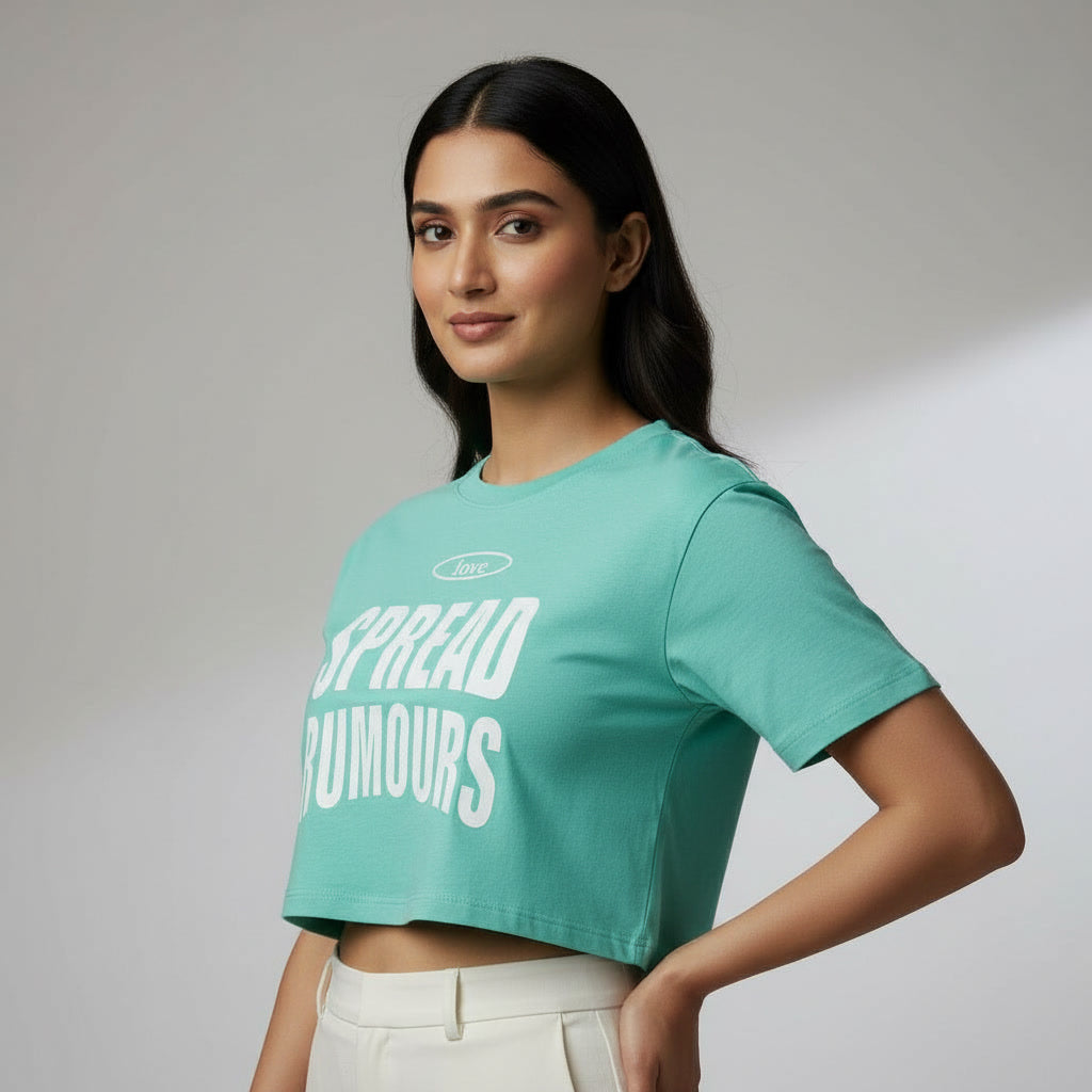 NIZORI Women's Premium Graphic Crop Top | Casual Street Style Printed Crop Tee